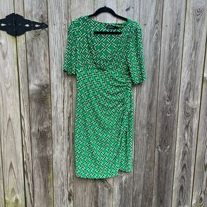 Lauren by Ralph Lauren Green White Dress Sz 8